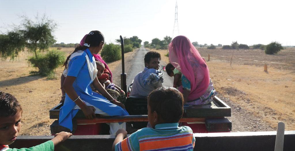 Twenty-five-year-old Khevra from Chundi village in Jaisalmer district drives us to his land to show khejri trees